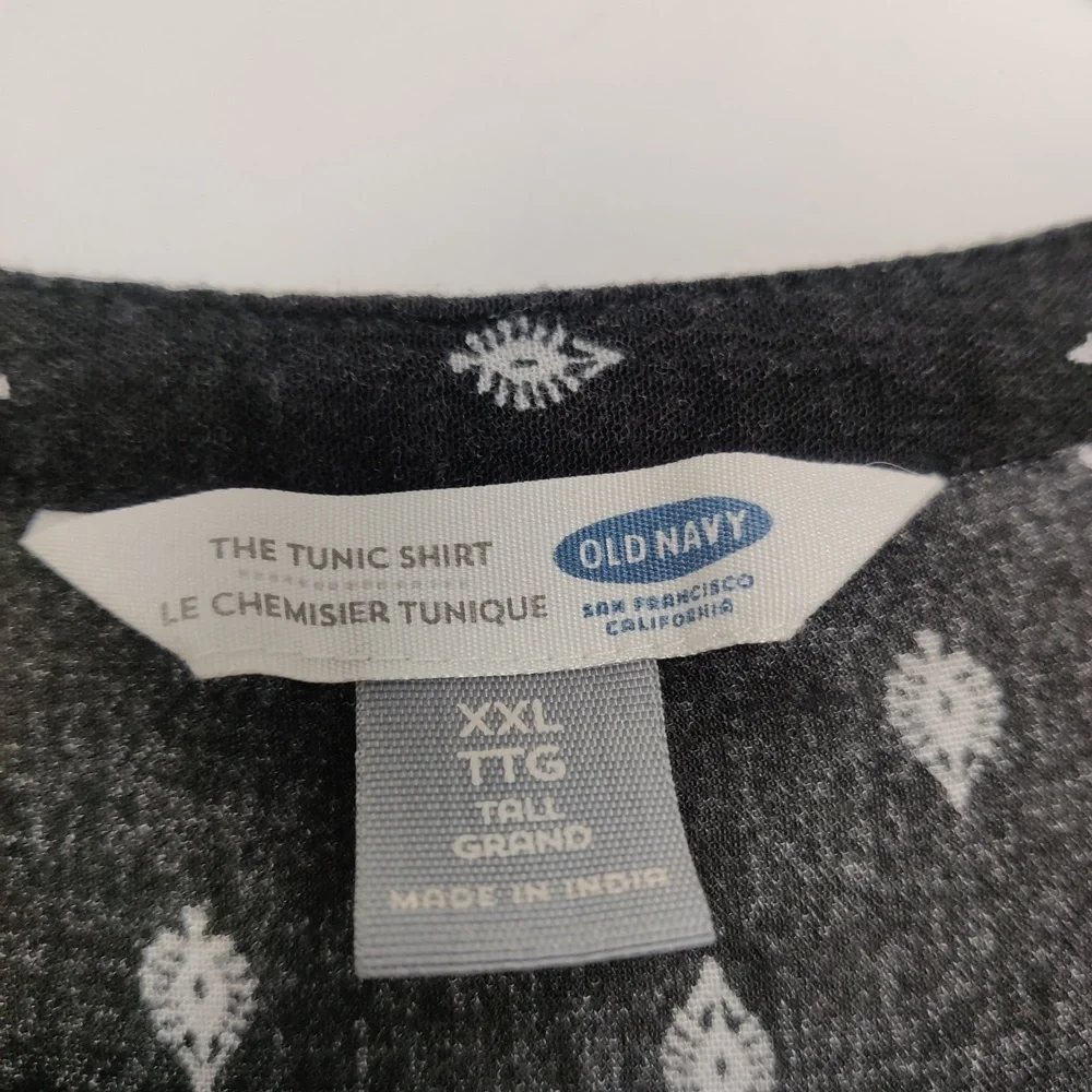 Old Navy Women's XXL Tall Tunic Shirt Black Geometric Print - Picture 8 of 8